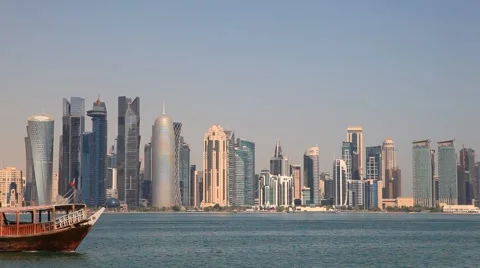 Traditional dhow in Doha, Qatar Stock Footage 57790155