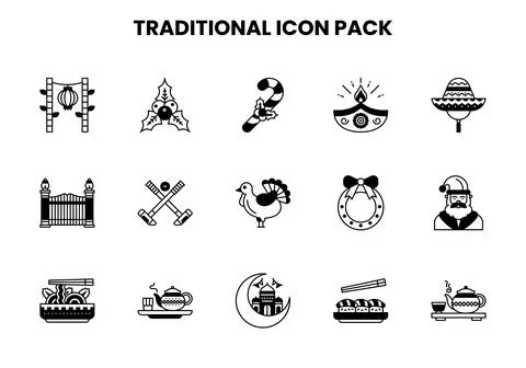 Traditional DuoTone Set Icons Pack Ilustración de archivo