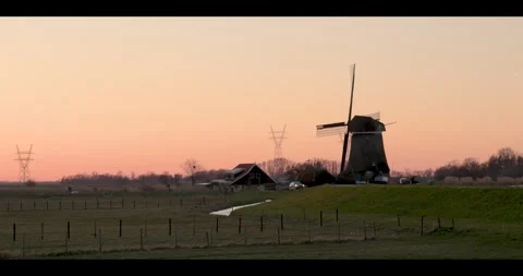 Traditional Dutch windmills Stock Footage 304549634