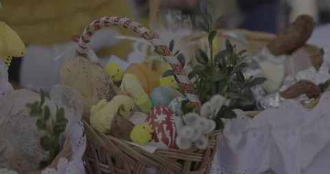 Traditional Easter basket, 4K Stock Footage 183036847