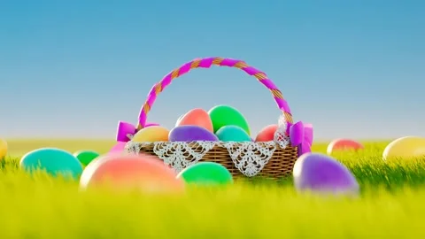 Traditional Easter basket full of cloure... | Stock Video | Pond5
