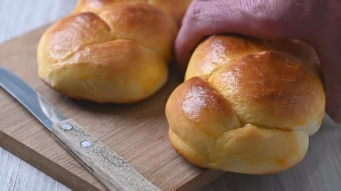 Traditional Easter braided bread. Tsoureki braid Stock Footage 303643730
