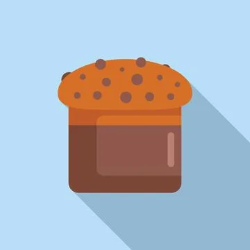 Traditional easter bread with chocolate chips standing on blue background Stock Illustration