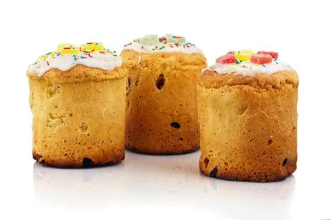 Traditional Easter Bread Isolated on White Background Stock Photos