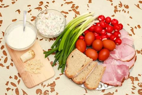Traditional Easter breakfast Stock Photos