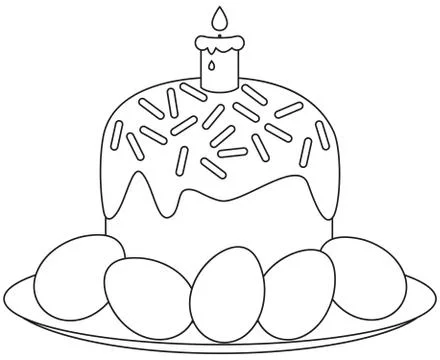 Traditional easter cake candle eggs on plate icon Illustrazione stock