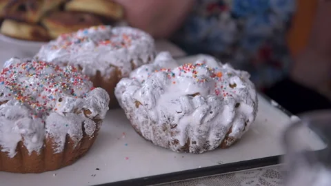 Traditional Easter Cake Stock Footage 107075567