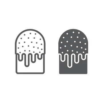Traditional Easter Cake line and glyph icon, easter and holiday, easter cake Stock Illustration