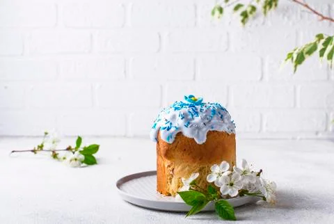 Traditional Easter cake with topping Stock Photos