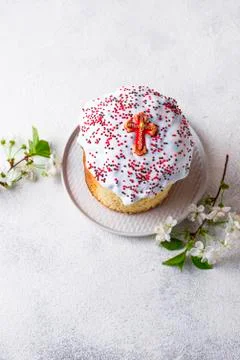 Traditional Easter cake with topping Stock Photos