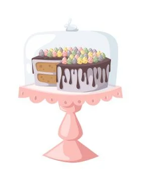 Traditional easter cake white sweet icing, sprinkles, holliday burning candle Stock Illustration