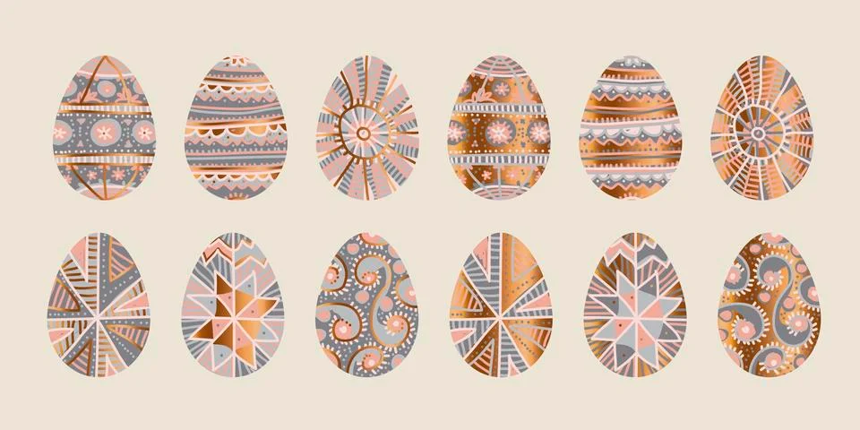 Traditional Easter egg decor in pale rose and gray イラスト素材