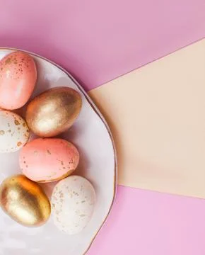 Traditional easter eggs with a copyspace on side Stock Photos