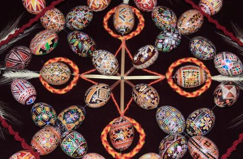 Traditional Easter eggs display in museum, Ukraine Stock-Fotos