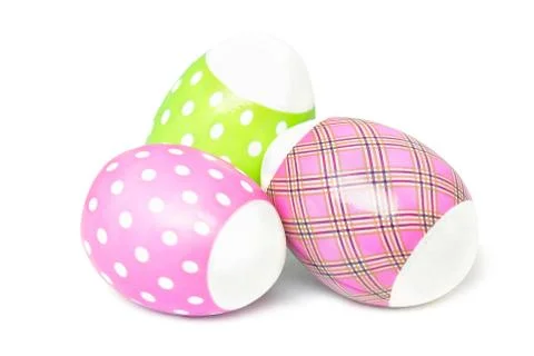 Traditional easter eggs painted of green and pink Stock Photos