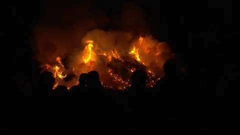 Traditional easter fire in the Netherlands Stock Footage 84952164