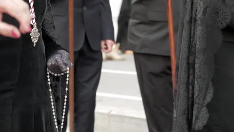 Traditional Easter Procession in Alicante, Captured in Detail Stock Footage 332218356