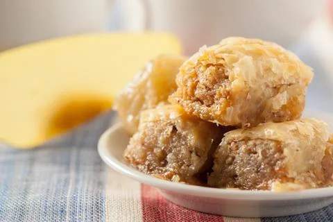 Traditional eastern desserts on the table Stock Photos