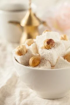Traditional eastern desserts on the table Stock Photos