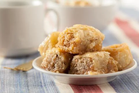 Traditional eastern desserts on the table Stock Photos