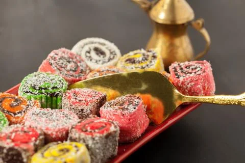 Traditional eastern desserts on the table Stock Photos
