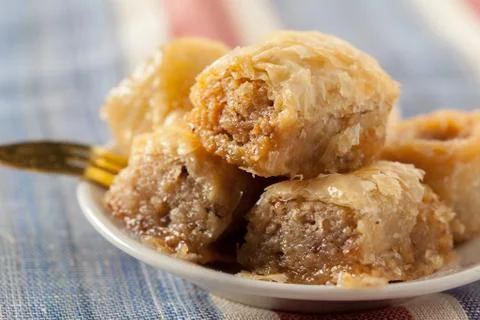 Traditional eastern desserts on the table Stock Photos