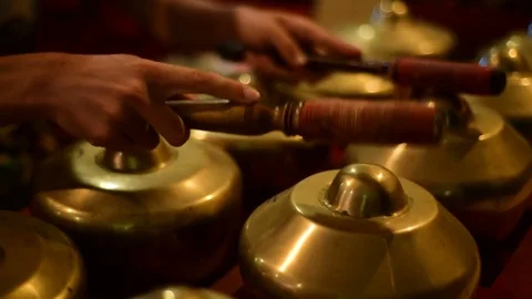Traditional ensemble music of Java and Bali - Bonang Stock Footage 71243380