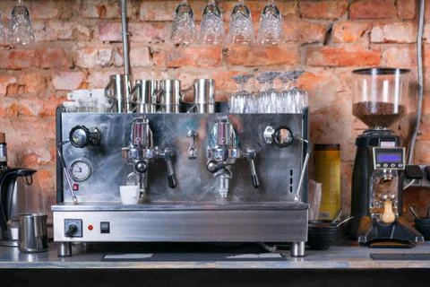 Traditional Espresso Coffee Machine. Stock Photos