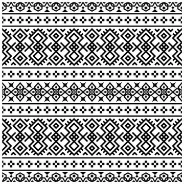 Traditional Ethnic Pattern design vector in black white color Stock Illustration