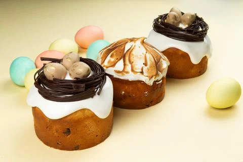 Traditional festive bread Easter cake. Stock Photos