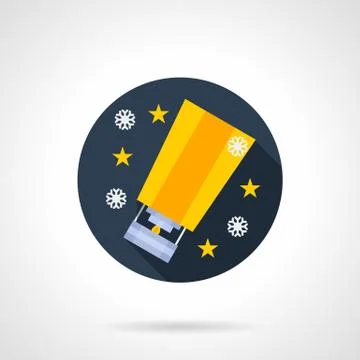 Traditional festive sky lantern flat vector icon Stock Illustration