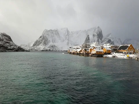 Traditional fishing settlements of Lofoten islands. Stock Footage