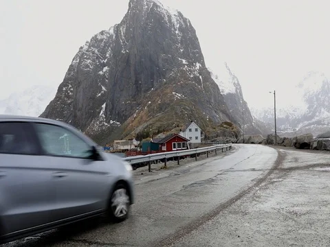 Traditional fishing settlements of Lofoten islands. Stock Footage