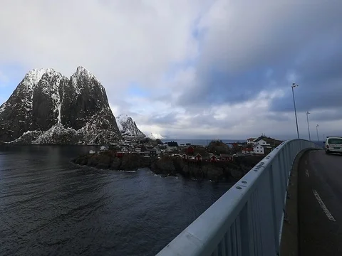 Traditional fishing settlements of Lofoten islands. Stock Footage