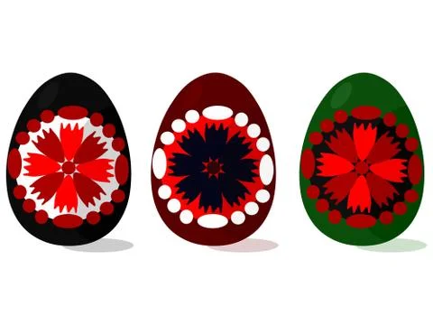 Traditional folklore decorated Easter eggs with floral motive Stock Illustration