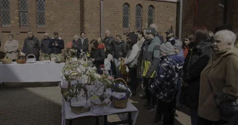 Traditional food blessing in Poland, Easter, 4K Stock Footage 183060189