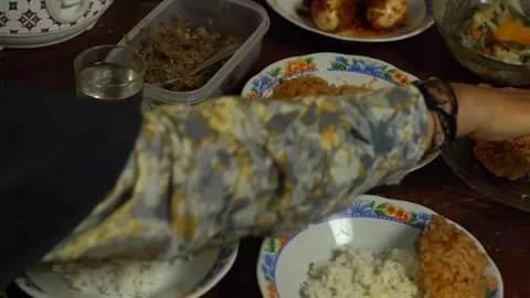Traditional Food Serving on a Table Stock Footage 150017288