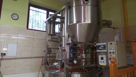 Traditional Fruit Distillery with Copper Distillation Equipment Stock-Footage 343674572