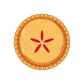 Traditional fruit pie baking with decorative crust top view Stock Illustration
