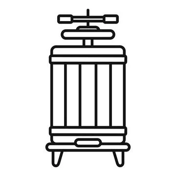 Traditional fruit press machine pressing winemaking process icon Stock Illustration