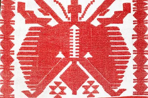 Traditional geometric embroidered patterns of eastern Ukraine. Customs and .. Stock Photos
