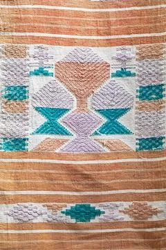 Traditional geometric embroidered patterns of eastern Ukraine. Customs and .. Stock Photos