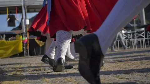 Traditional German Austrian folkloric dancing group at Oktoberfest celebrations Stock Footage 255680916
