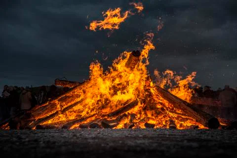 Traditional German "Easterfire" Bonfire Stock Photos