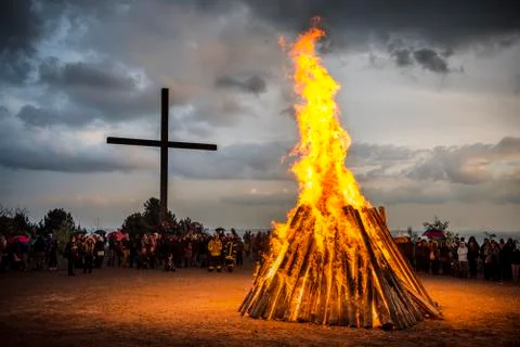 Traditional German "Easterfire" Bonfire Stock Photos