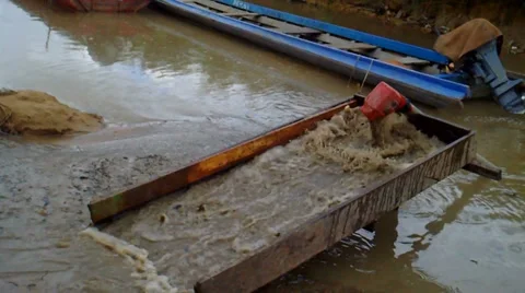 Traditional Gold Mining Stock Footage 32050413