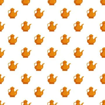 Traditional golden teapot pattern creating seamless background Stockillustratie