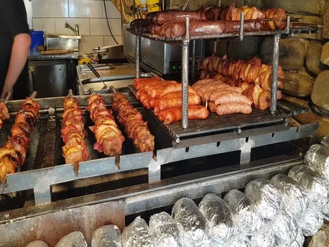 Traditional grilled diverse polish food. Stock Footage