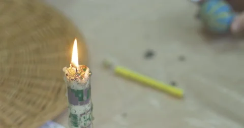 Traditional hand-painted Easter eggs. Wax patterns and colors on the eggs. Stock Footage 49821270