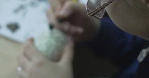 Traditional hand-painted Easter eggs. Wax patterns and colors on the eggs. Stock Footage 49821659